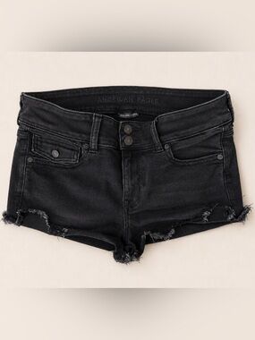 American Eagle Outfitters Black Distressed Denim Shorts